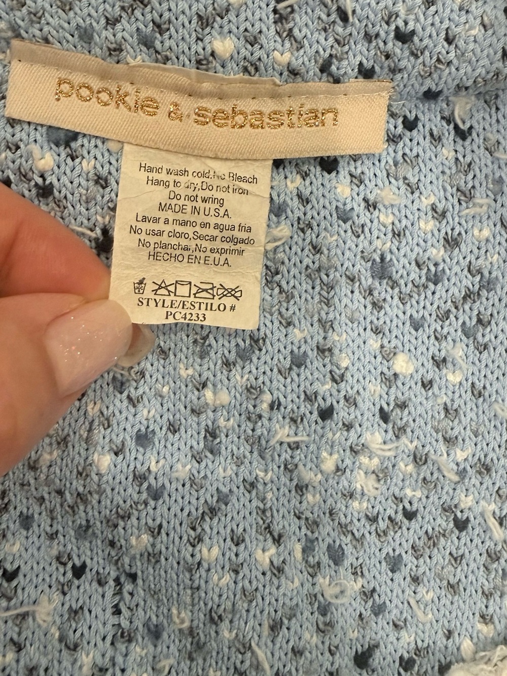 Vintage Pookie & Sebastian Blue White Bouclé Tweed Blazer Jacket Size 6 USA - Picture 7 of 9